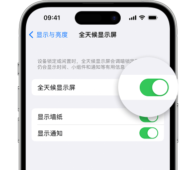 丰都苹果15预约维修分享iPhone15如何设置全天候显示屏幕可见 