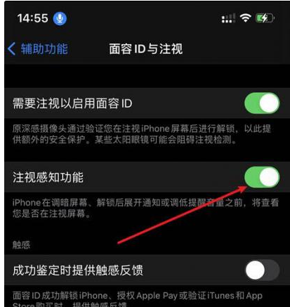 丰都苹果14维修网点分享iPhone14注视感知功能有什么用 